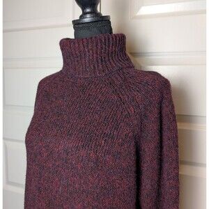 Michael Kors Size L Sweater Turtleneck Burgundy Marled Relaxed Slouchy Logo